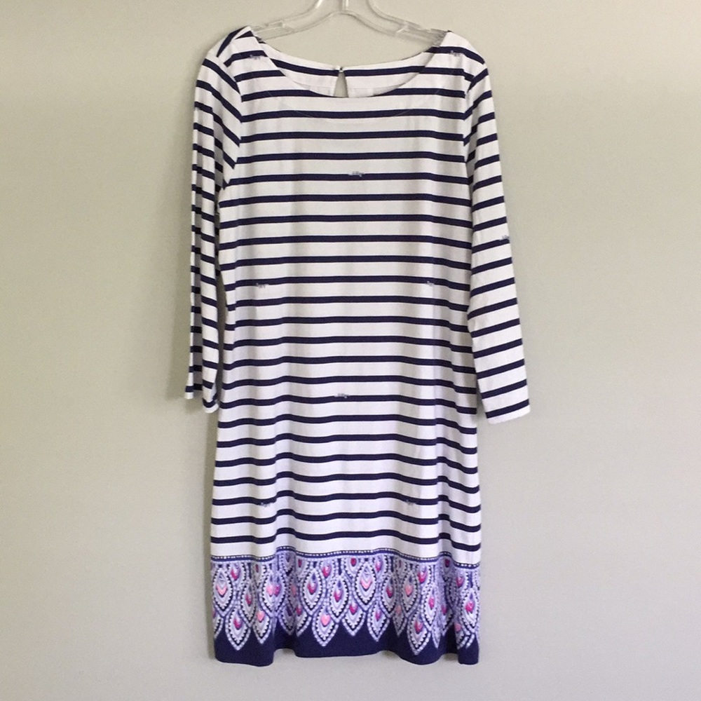 Lilly Pulitzer Bay Dress Navy Stripe XL